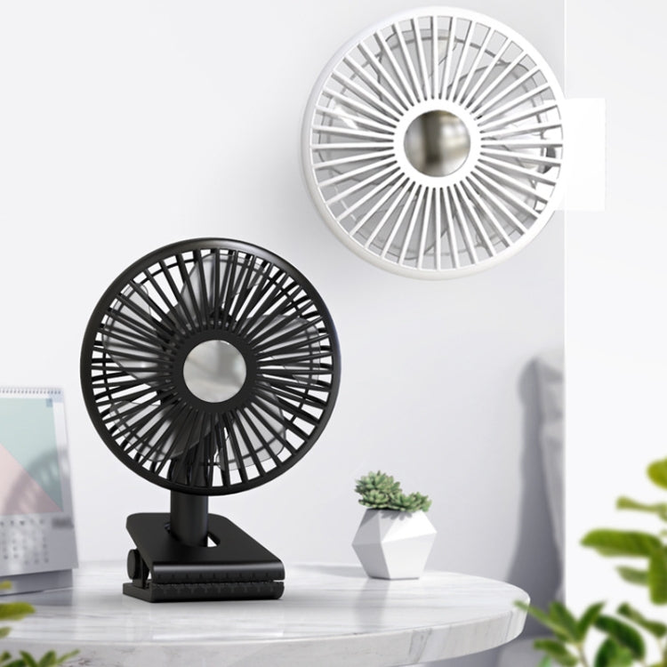 Car Clip-On Rechargeable Electric Oscillating Head Fan With Light(White) - Heating & Fans by buy2fix | Online Shopping UK | buy2fix