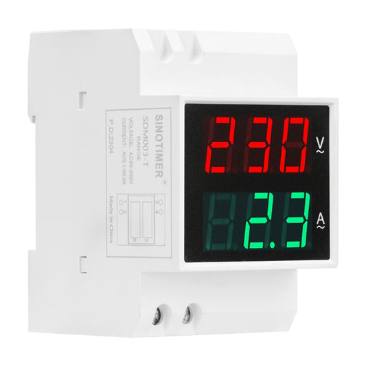 SINOTIMER SDM003-T 3 Digits DIN Rail Single-Phase AC Household Dual Display Voltage And Current Meter - Current & Voltage Tester by SINOTIMER | Online Shopping UK | buy2fix