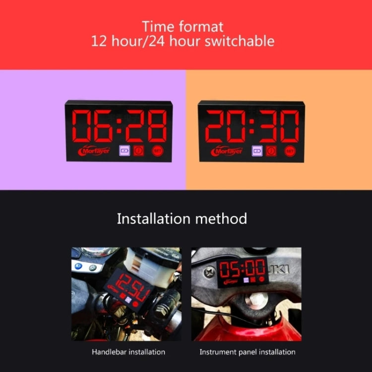 Compact LED Digital Display Time Voltmeter, Specification: 3 in 1 Red - Electrical Instruments by buy2fix | Online Shopping UK | buy2fix