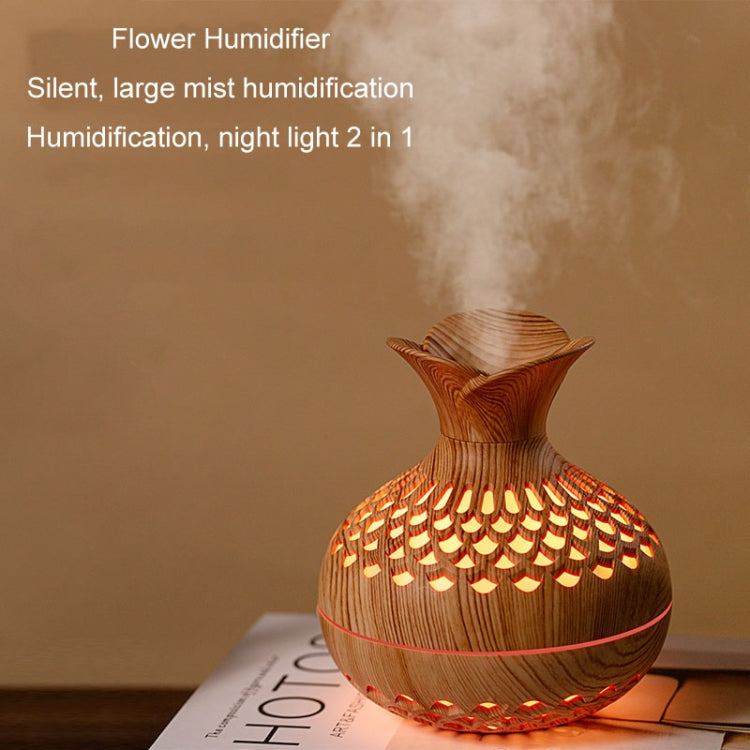 LED Light Aromatherapy Diffuser Home Small Vase Quiet Humidifier Aromatherapy Diffuser 2 In 1(Shallow Wood) - Air Purifiers & Accessories by buy2fix | Online Shopping UK | buy2fix