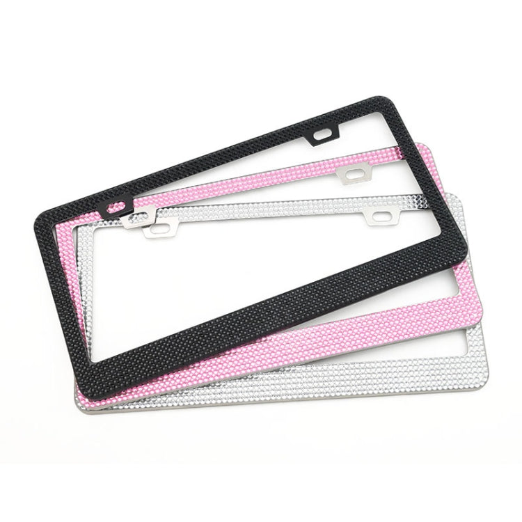 US Standard Stainless Steel License Plate Modified Frame With Diamonds, Color: Square Hole Pink Diamond - License Plate Covers & Frames by buy2fix | Online Shopping UK | buy2fix