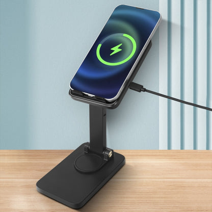 15W Desktop Wireless Charging Rotating Phone Holder Lazy Tablet Folding Lifting Bracket(Black) - Wireless Charger by buy2fix | Online Shopping UK | buy2fix