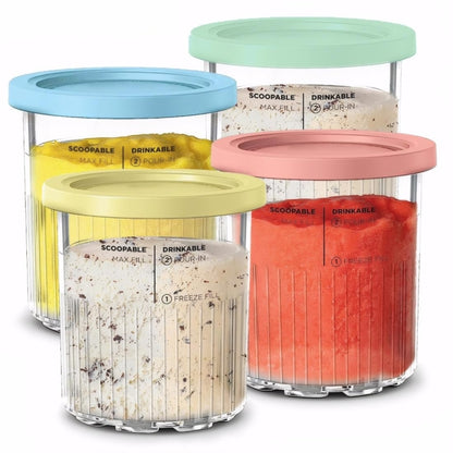 For Ninja Creami Deluxe NC500 / NC501 4pcs /Set 24Oz Ice Cream Containers - Kitchen Machine Accessories & Parts by buy2fix | Online Shopping UK | buy2fix