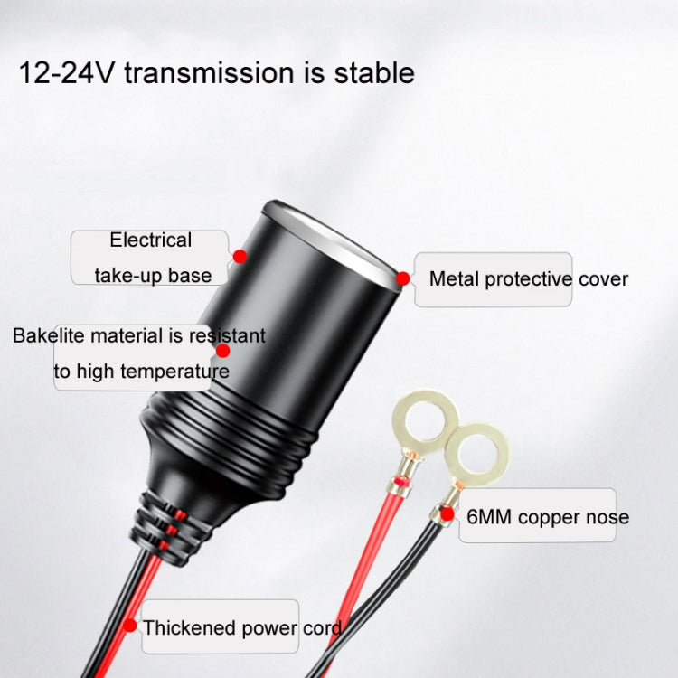 1m 12/24V Car Battery To Cigarette Lighter Female Base Power Supply Cable - Cigar Socket by buy2fix | Online Shopping UK | buy2fix