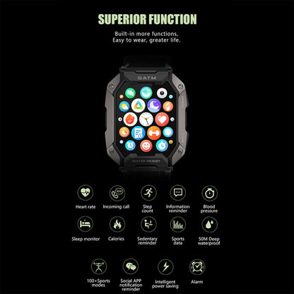 C20Plus 1.81-inch Health Monitoring Waterproof Bluetooth Call Smart Watch, Color: Black Steel - Smart Watches by buy2fix | Online Shopping UK | buy2fix