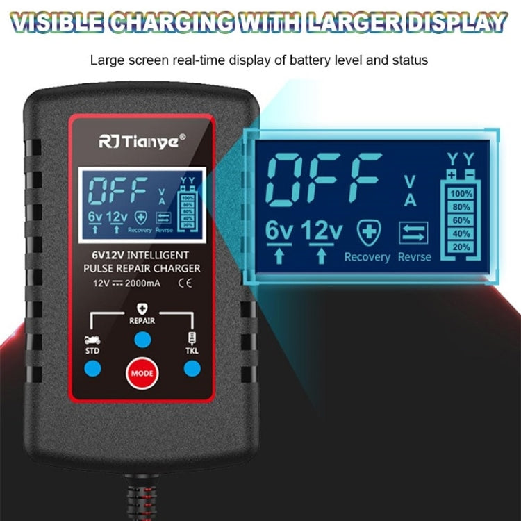 RJtianye 6V/12V ASE Adapter Cable Car Motorcycle Lawn Mower Battery Charger(EU Plug) - Battery Charger by RJtianye | Online Shopping UK | buy2fix