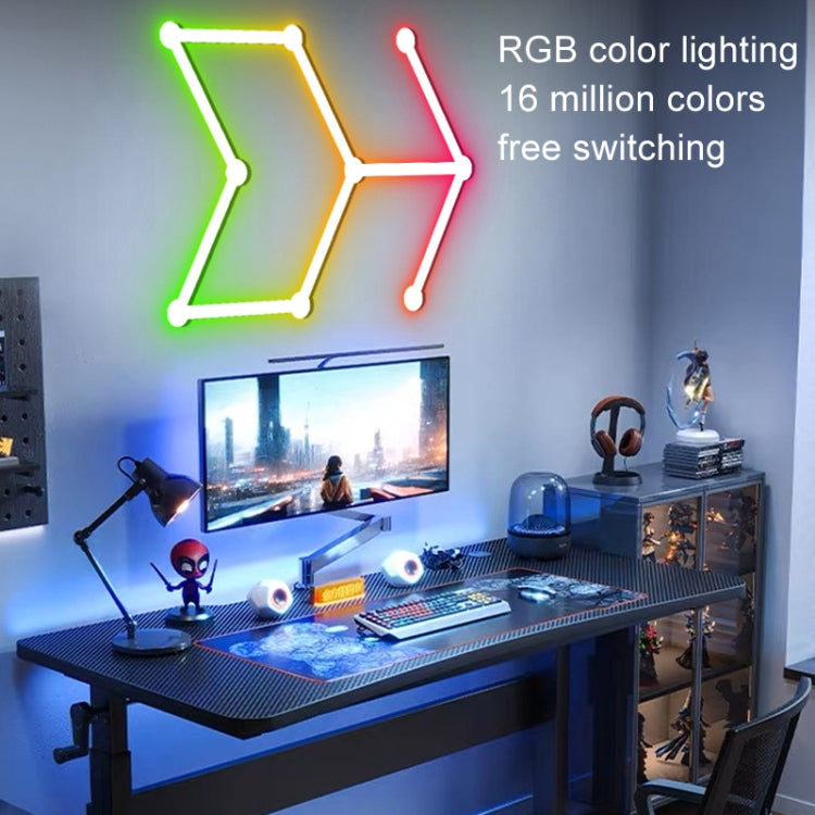 JSK-P22 5V Bluetooth RGB Stitching Light E-Sports Atmosphere Decorative Lamp, Style: 6 Sections+USB To DC Line+UK Plug(Black) - Novelty Lighting by buy2fix | Online Shopping UK | buy2fix