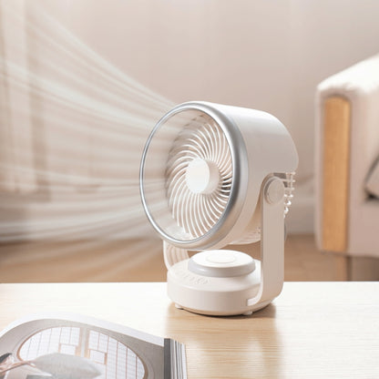 Air Circulation Fan Automatic Oscillating Head Desktop Fan With LED Light(White) - Electric Fans by buy2fix | Online Shopping UK | buy2fix