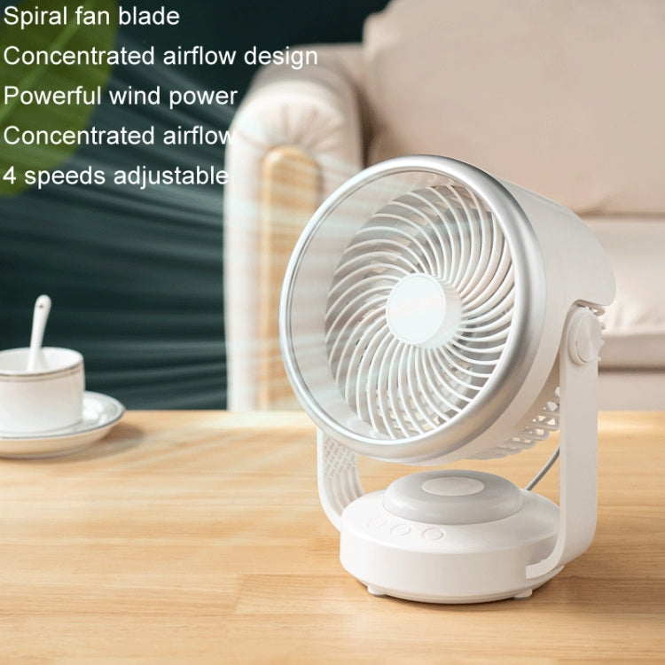 Air Circulation Fan Automatic Oscillating Head Desktop Fan With LED Light(White) - Electric Fans by buy2fix | Online Shopping UK | buy2fix