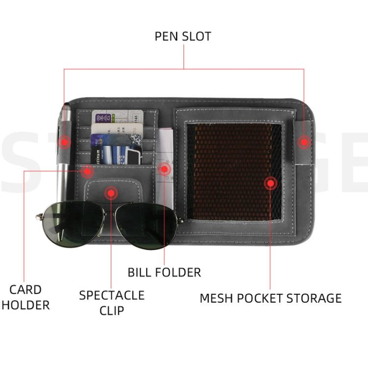 Car Sun Visor Bill Holder Glasses Clip Storage Bag(Grey) - Sunglasses & Glasses Clips by buy2fix | Online Shopping UK | buy2fix