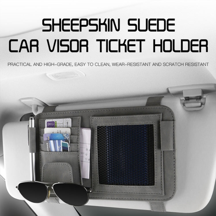 Car Sun Visor Bill Holder Glasses Clip Storage Bag(Blue) - Sunglasses & Glasses Clips by buy2fix | Online Shopping UK | buy2fix