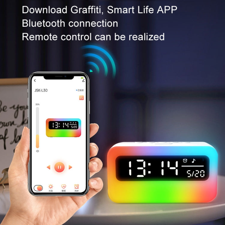 JSK-L30 Bluetooth Speaker Atmosphere Alarm Clock Regularly Wake Up APP Smart Home Charging Night Light(White) - Alarm Clocks by buy2fix | Online Shopping UK | buy2fix