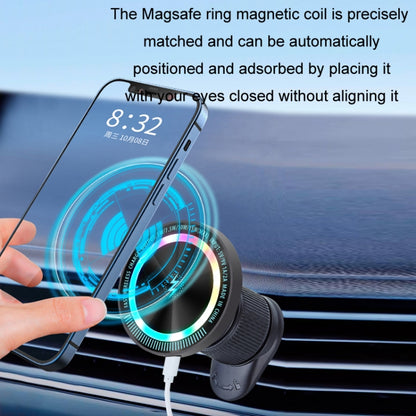 Magsafe 15W Magnetic Colorful Light Wireless Charging Mobile Phone Holder, Color: A9 Air Outlet Silver - Wireless Charger Holders by buy2fix | Online Shopping UK | buy2fix