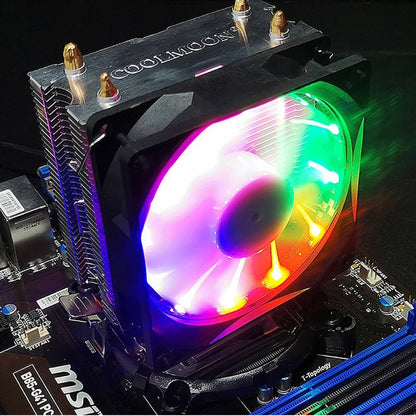 COOLMOON Frost Double Copper Tube CPU Fan Desktop PC Illuminated Silent AMD Air-Cooled Cooler, Style: P22 Magic Moon Edition Double Fan - Fan Cooling by COOLMOON | Online Shopping UK | buy2fix