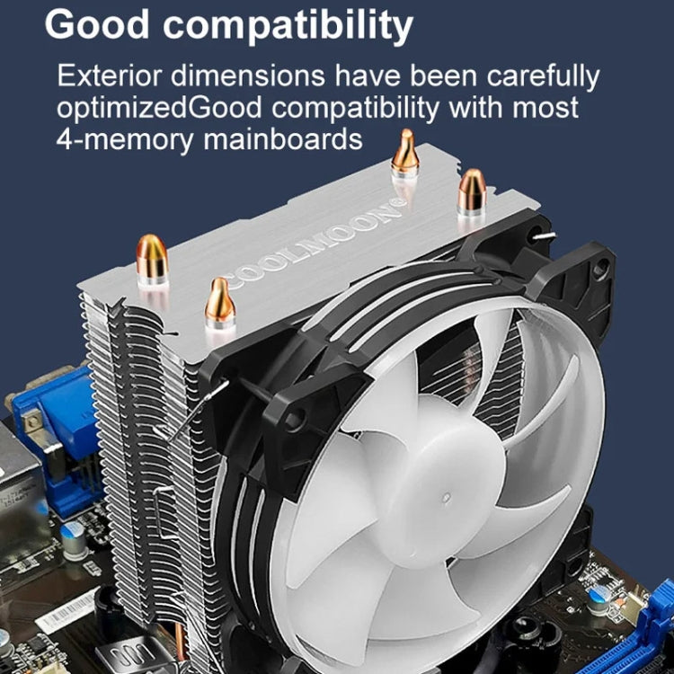 COOLMOON Frost Double Copper Tube CPU Fan Desktop PC Illuminated Silent AMD Air-Cooled Cooler, Style: P22 Streamline Edition Double Fan - Fan Cooling by COOLMOON | Online Shopping UK | buy2fix