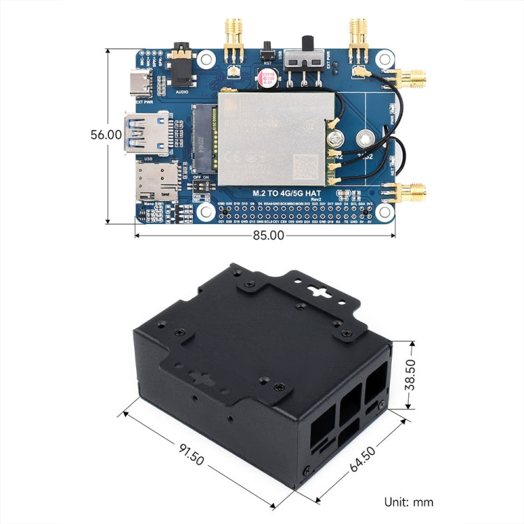 Waveshare SIM8262E-M2 5G HAT For Raspberry Pi, Quad Antennas 5G NSA, 5G/4G/3G Compatible(23254) - Wireless Routers by Waveshare | Online Shopping UK | buy2fix