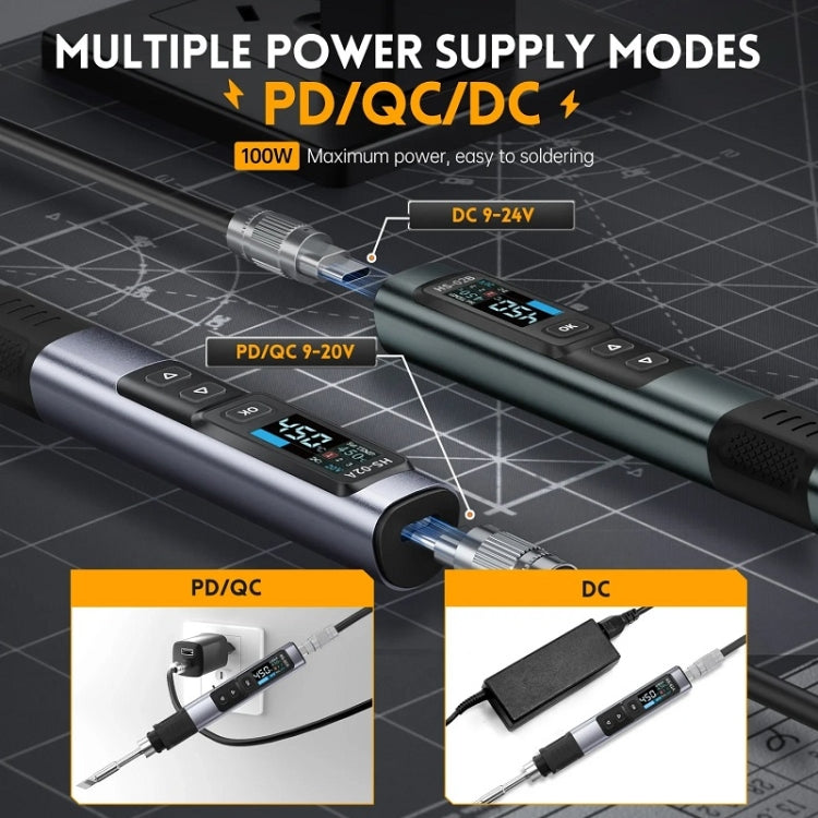 FNIRSI Portable Constant Temperature Soldering Iron Set, Model: HS-02B Upgrade K+C2C Line+90W US Plug - Soldering Iron Set by FNIRSI | Online Shopping UK | buy2fix