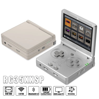 ANBERNIC RG35XXSP 3.5'' IPS Screen Flip Handheld Console Linux System WIFI Retro Video Game Player  64G+128G(Silver) - Pocket Console by ANBERNIC | Online Shopping UK | buy2fix