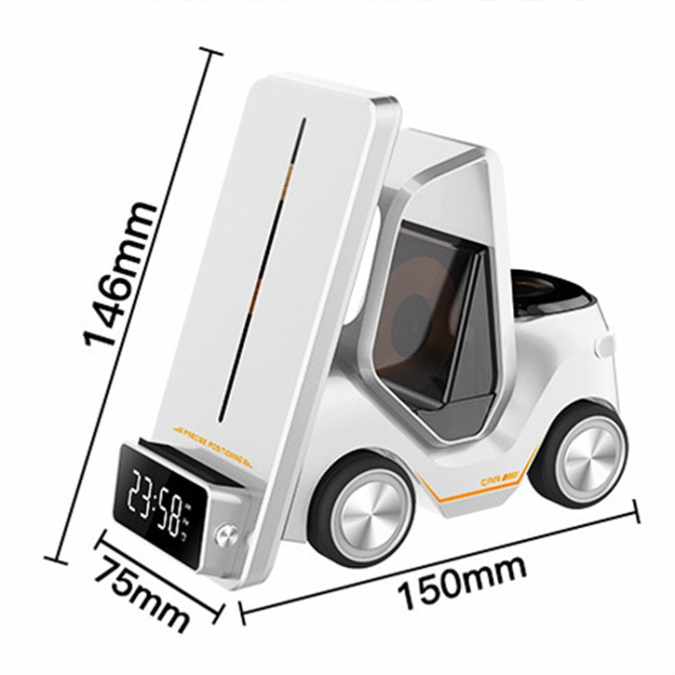 T20 5-in-1 Car-shaped Desktop Alarm Clock Wireless Charger with Atmosphere Light(White) - Wireless Charger by buy2fix | Online Shopping UK | buy2fix