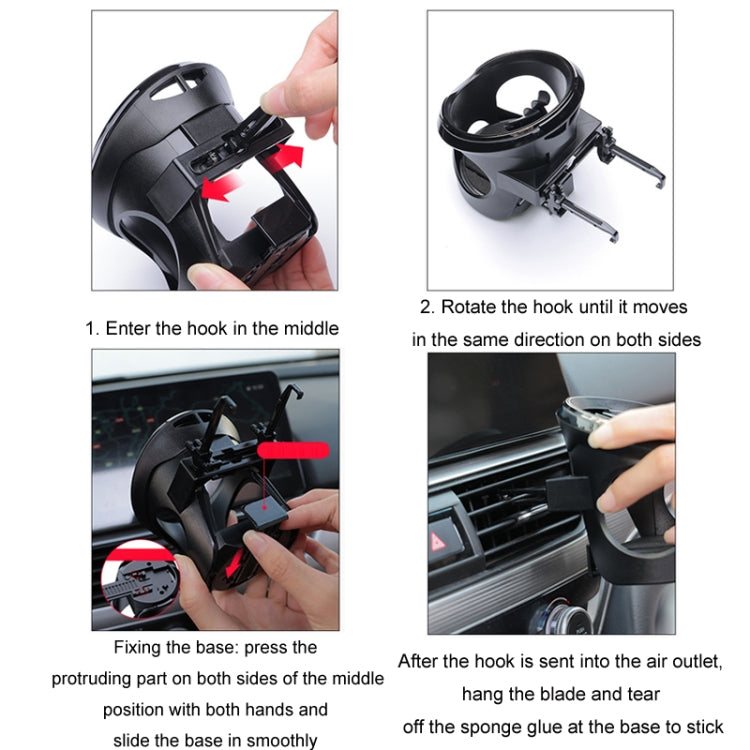 Car Cup Holder Air Conditioner Outlet Multifunctional Storage Rack, Color: Black Red LED Light - Car Drink Holders by buy2fix | Online Shopping UK | buy2fix