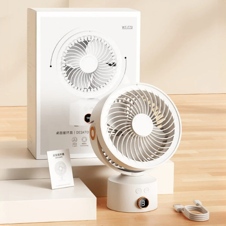 WT-F70  Oscillating Desk Fan  3-Speed Digital  Display, 4-Hour Timer, Adjustable Tilt Angle, Built-In 4000 MAh Battery(Apricot) - Electric Fans by buy2fix | Online Shopping UK | buy2fix