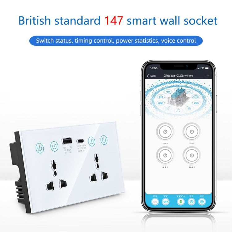 Graffiti Smart Socket With Switch USB+Type-C Dual Port Remote Control Socket, UK Plug, Style: ZigBee White - Smart Socket by buy2fix | Online Shopping UK | buy2fix