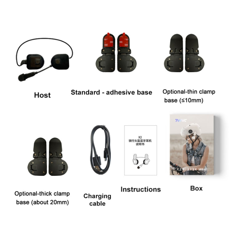 TWVC Motorcycle Bluetooth Headset Wireless Stereo Moto Helmet Headphones With Thick Clip Base - Motorcycle Walkie Talkie by buy2fix | Online Shopping UK | buy2fix