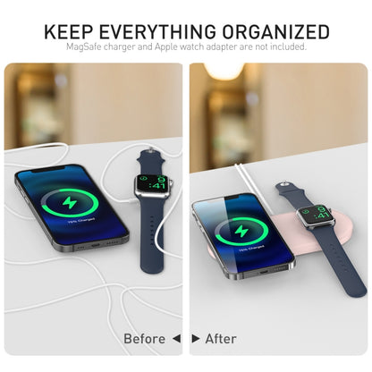 For Apple Watch / iPhone AhaStyle PT135 2 In 1 Silicone Wireless Charging Base(Midnight Blue) - Charger / Holder by AhaStyle | Online Shopping UK | buy2fix