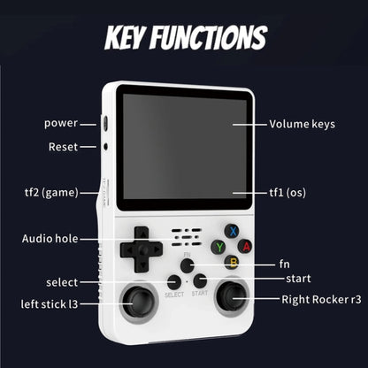 R36S Retro Handheld Game Console Linux System 3.5-Inch IPS Screen Portable Video Player 128G Gray Transparent - Pocket Console by buy2fix | Online Shopping UK | buy2fix