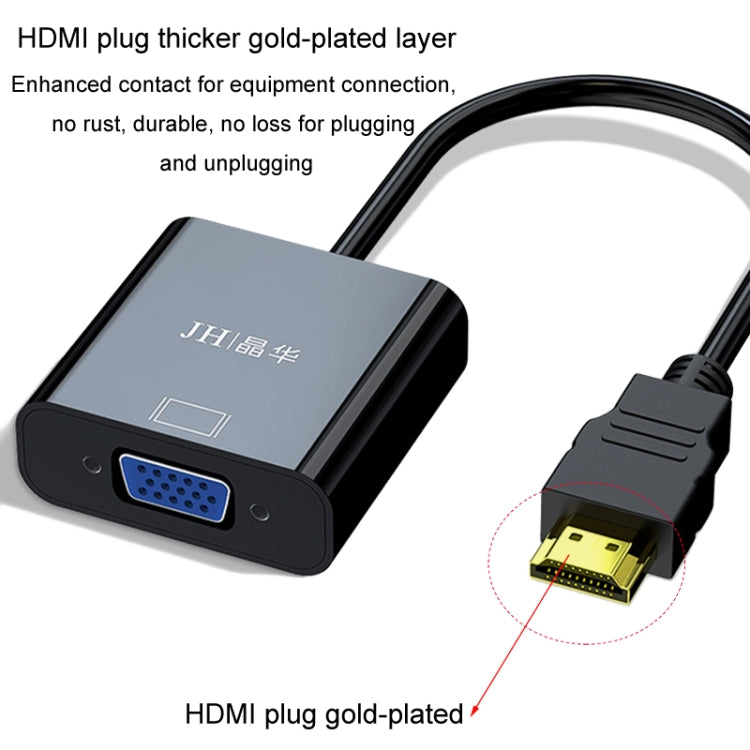 JINGHUA HDMI To VGA Adapter Cable Laptop Video Converter, Color: No Audio Black - VGA Converter by JINGHUA | Online Shopping UK | buy2fix