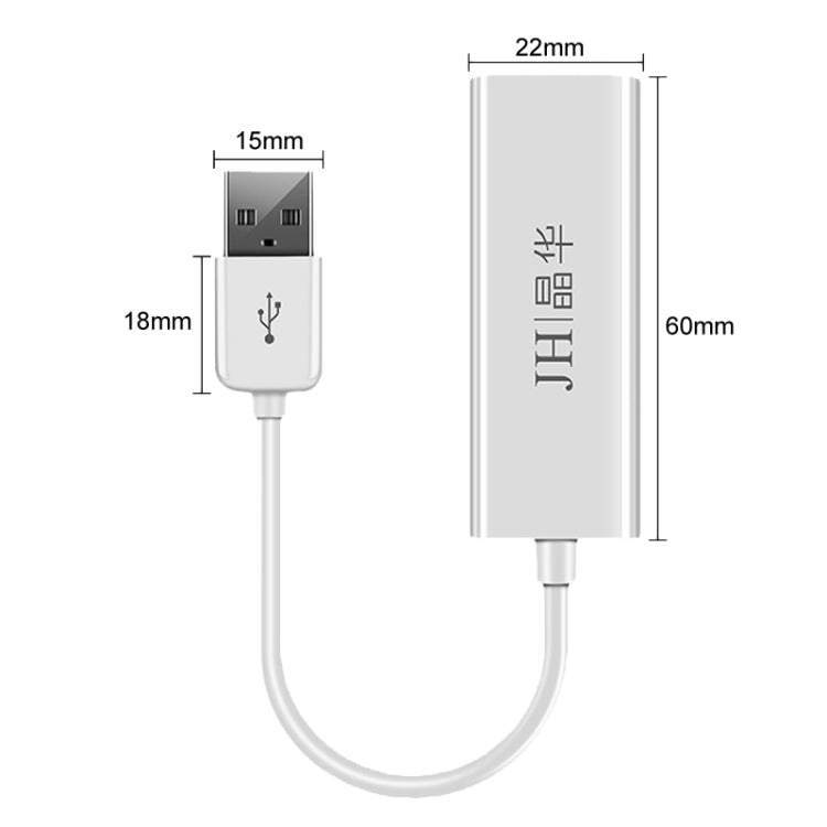 JINGHUA USB2.0 To RJ45 100Mbps Network Card Network Interface Box Laptop Network Card Free Driver(Black) - USB Network Adapter by JINGHUA | Online Shopping UK | buy2fix