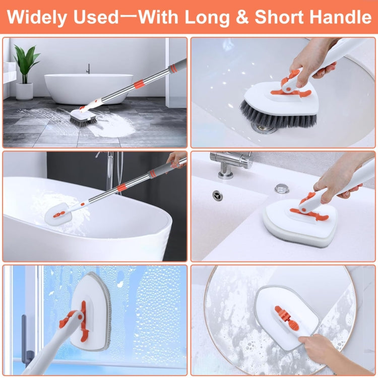 Shower Cleaning Brush With 52 Inch Adjustable Handle Tub Tile Scrubber Brush, Spec: Set 5 - Handheld Cleaner & Mops by buy2fix | Online Shopping UK | buy2fix