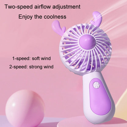 Cute Cartoon Handheld Small Fan Mini Portable USB Charging Fan, Size: Deer(Purple) - Electric Fans by buy2fix | Online Shopping UK | buy2fix