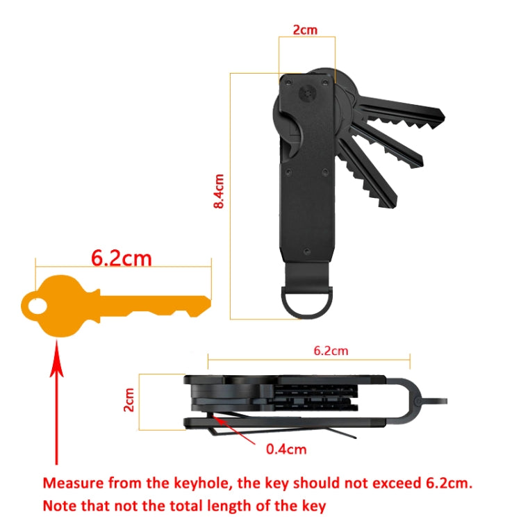 Compact Key Organizer Metal Key Chain Can Hold 2-6 Keys Black - Key Rings by buy2fix | Online Shopping UK | buy2fix