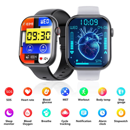 F70  2.1 Inch Screen Smart Watch With Blood Sugar/Blood Oxygen Monitoring /SOS Alarm/100+ Sports Modes, Color: Black Gray - Smart Watches by buy2fix | Online Shopping UK | buy2fix