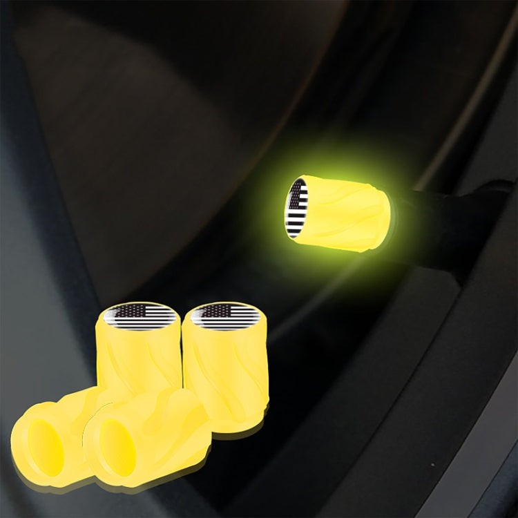 4pcs /Set Luminous Car Motorcycle Tire Modified Valve Cap, Color: Yellow Black Flag - Tire Valve Caps by buy2fix | Online Shopping UK | buy2fix