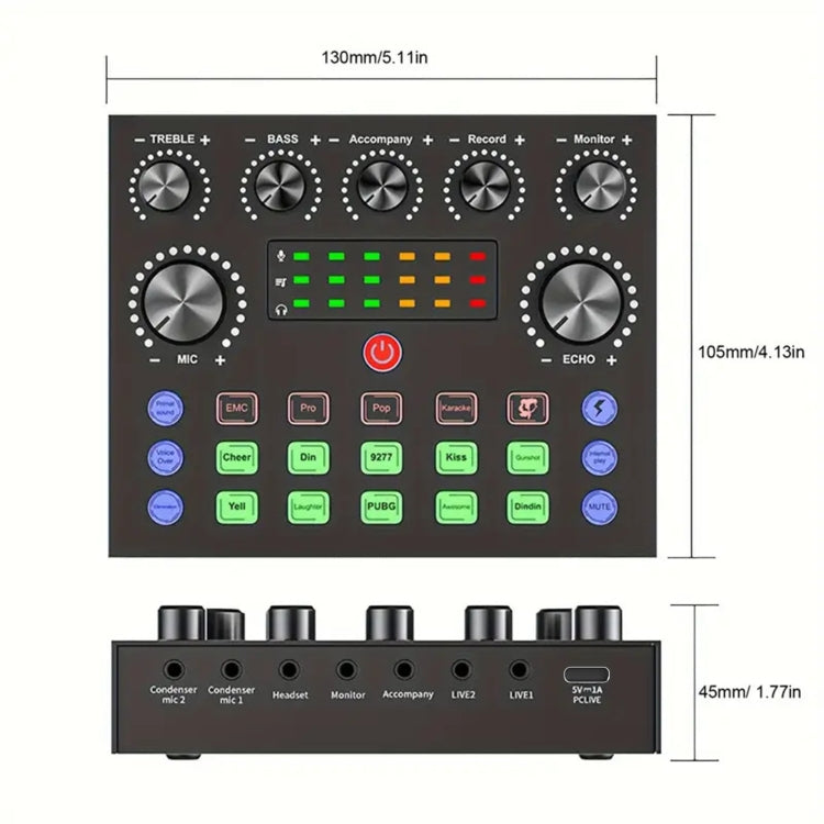 V8S Audio Mixer Live Voice Changer External Sound Card, Color: Gold Cantilever+Lamp - Live Sound Effects Processors by buy2fix | Online Shopping UK | buy2fix