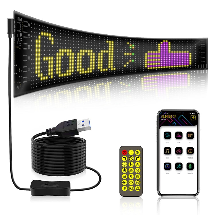 9.2x37.4cm（16 x 64 LEDs） Car Flexible Display Advertising Screen APP Bluetooth Smart Screen - Car Monitor by buy2fix | Online Shopping UK | buy2fix