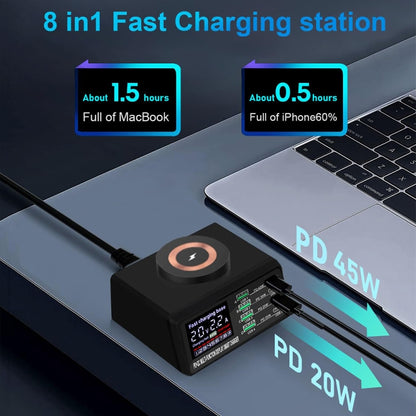 X9M 9-in-1 110W USB+PD Smart Multi-ports QI Magnetic Wireless Charger, Spec: White EU Plug - Multifunction Charger by buy2fix | Online Shopping UK | buy2fix