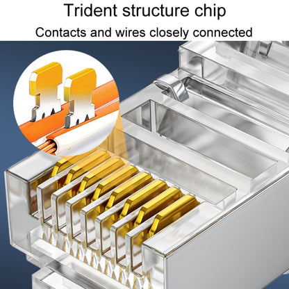 3U 100pcs / Can JINGHUA S688 Gigabit Transport Cabling Extruded Super Cat6 Dual Shield RJ45 8P8C Connector - Lan Cable and Tools by JINGHUA | Online Shopping UK | buy2fix