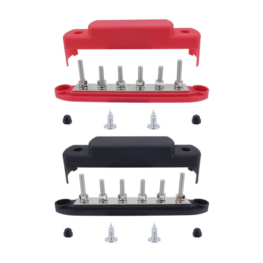 M6 RV Yacht High Current 6-column 250A Base Busbar, Color: Red + Black - Fuse by buy2fix | Online Shopping UK | buy2fix