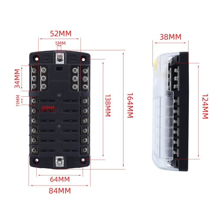 RV Yacht 12-way LED Insulated Flame-retardant Fuse Holder Box with Wire(Configuration 3) - Fuse by buy2fix | Online Shopping UK | buy2fix