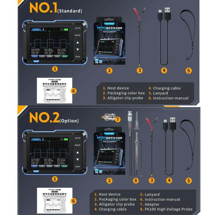 FNIRSI 2 In 1 Mini Portable Digital Oscilloscope Signal Generator, Set: Standard - Digital Multimeter by FNIRSI | Online Shopping UK | buy2fix