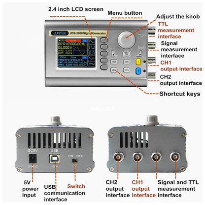 JUNTEK Programmable Dual-Channel DDS Function Arbitrary Waveform Signal Generator, Frequency: 40MHz(AU Plug) - Other Tester Tool by buy2fix | Online Shopping UK | buy2fix