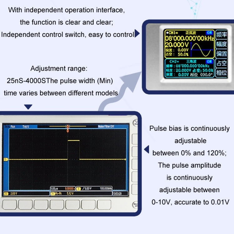 JUNTEK Programmable Dual-Channel DDS Function Arbitrary Waveform Signal Generator, Frequency: 50MHz(US Plug) - Other Tester Tool by buy2fix | Online Shopping UK | buy2fix