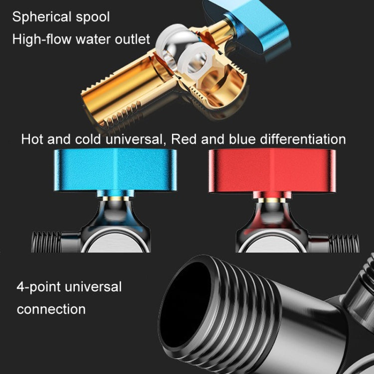 Copper High Flow 4-point Ball Valve Hot Cold Water Gas Water Heater Full Open Triangle Valve, Color: Electroplated Red Label Hot Water - Water Heaters & Accessories by buy2fix | Online Shopping UK | buy2fix