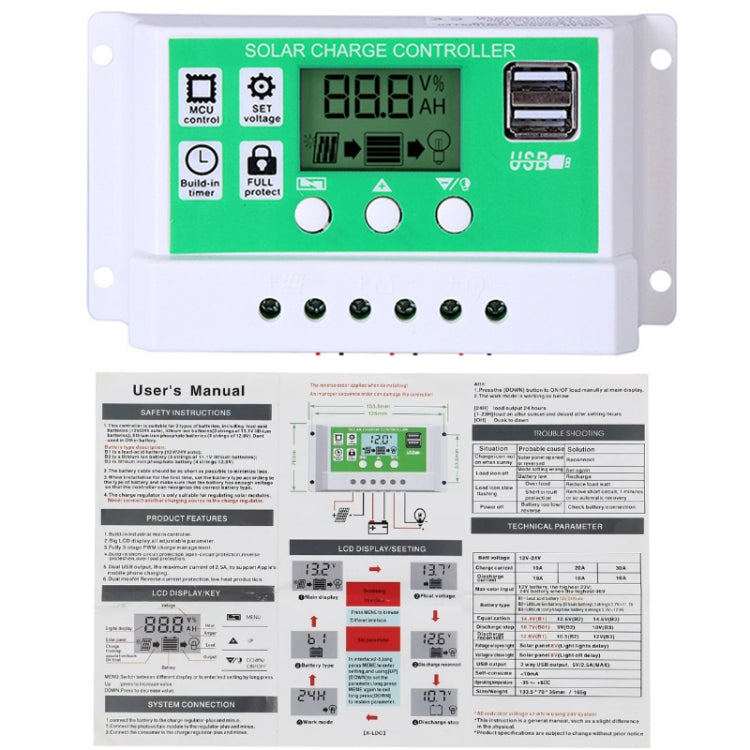 60A 12V PWM Solar Cell Panel Charger Controller Lithium-ion Lead-acid Battery Solar Controller - Voltage Stabilizer by buy2fix | Online Shopping UK | buy2fix