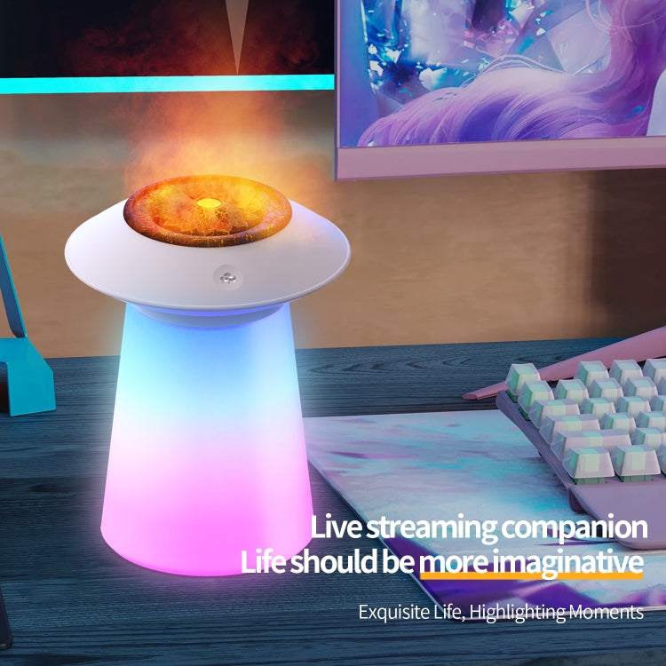 HX126 Sound Pickup RGB Light Volcano Humidifier Simulated Flame Aromatherapy Machine, Color: White - Air Purifiers & Accessories by buy2fix | Online Shopping UK | buy2fix