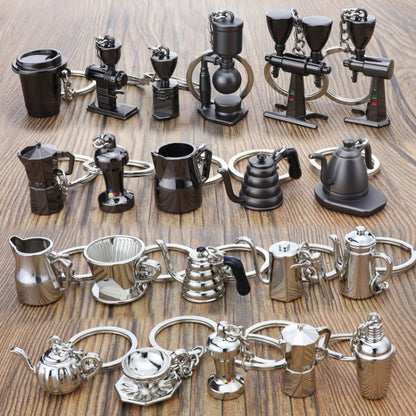 Mini Metal Keychain Coffee Utensils Decorative Pendant, Style: Moka Pot Silver - Key Rings by buy2fix | Online Shopping UK | buy2fix