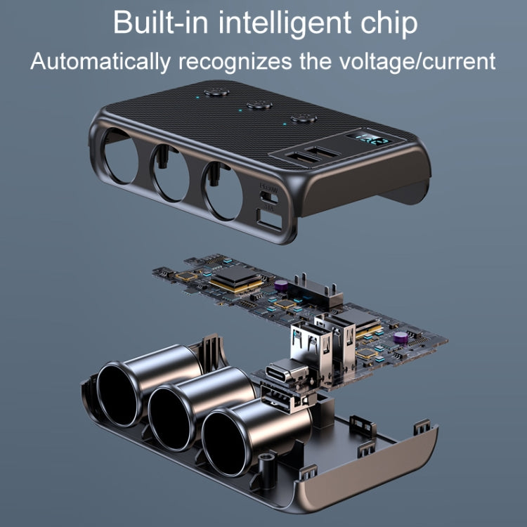 C29 9 In 1 Car Cigarette Lighter Powerful Fast Charger With Voltage Display - Cigar Socket by buy2fix | Online Shopping UK | buy2fix